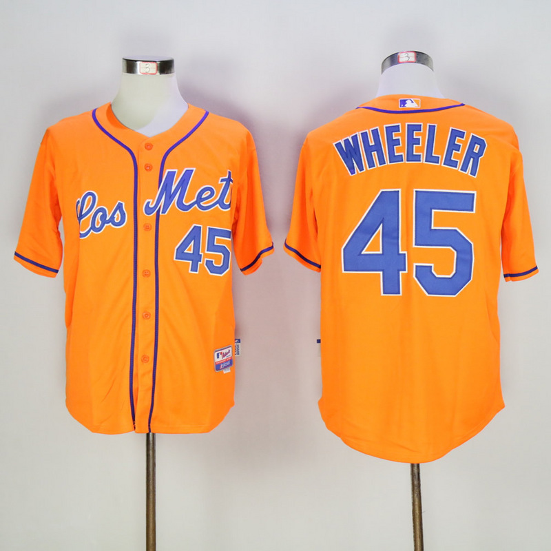 Men New York Mets #45 Wheeler Orange MLB Jerseys->new york mets->MLB Jersey